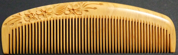 Carved boxwood comb-13.5cm -Cherry Blossom-