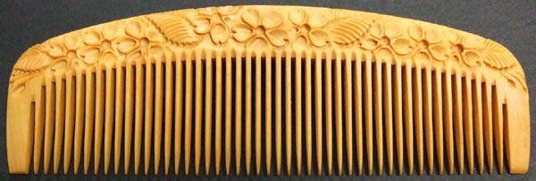 Carved boxwood comb-12cm -Cherry Blossom- 