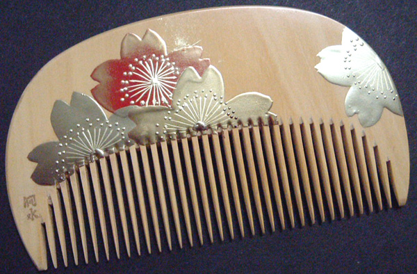 Painted boxwood comb -Cherry blossom- 