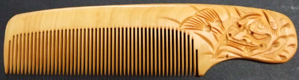 Carved boxwood comb -Hannya-